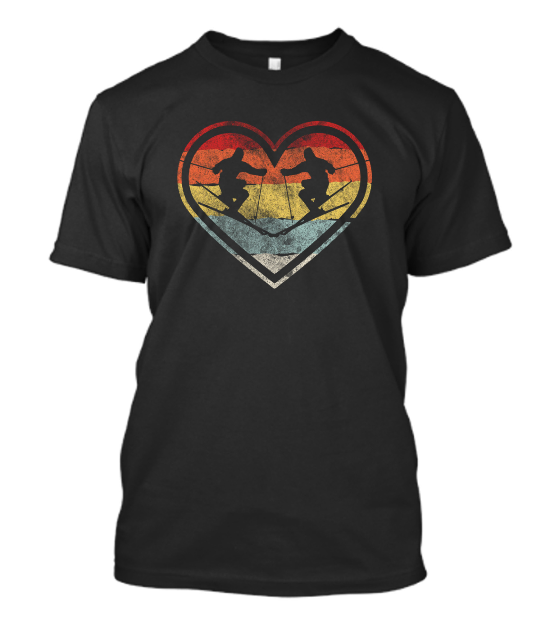 Vintage Skiing Heart Lover Winter Retro T-Shirt