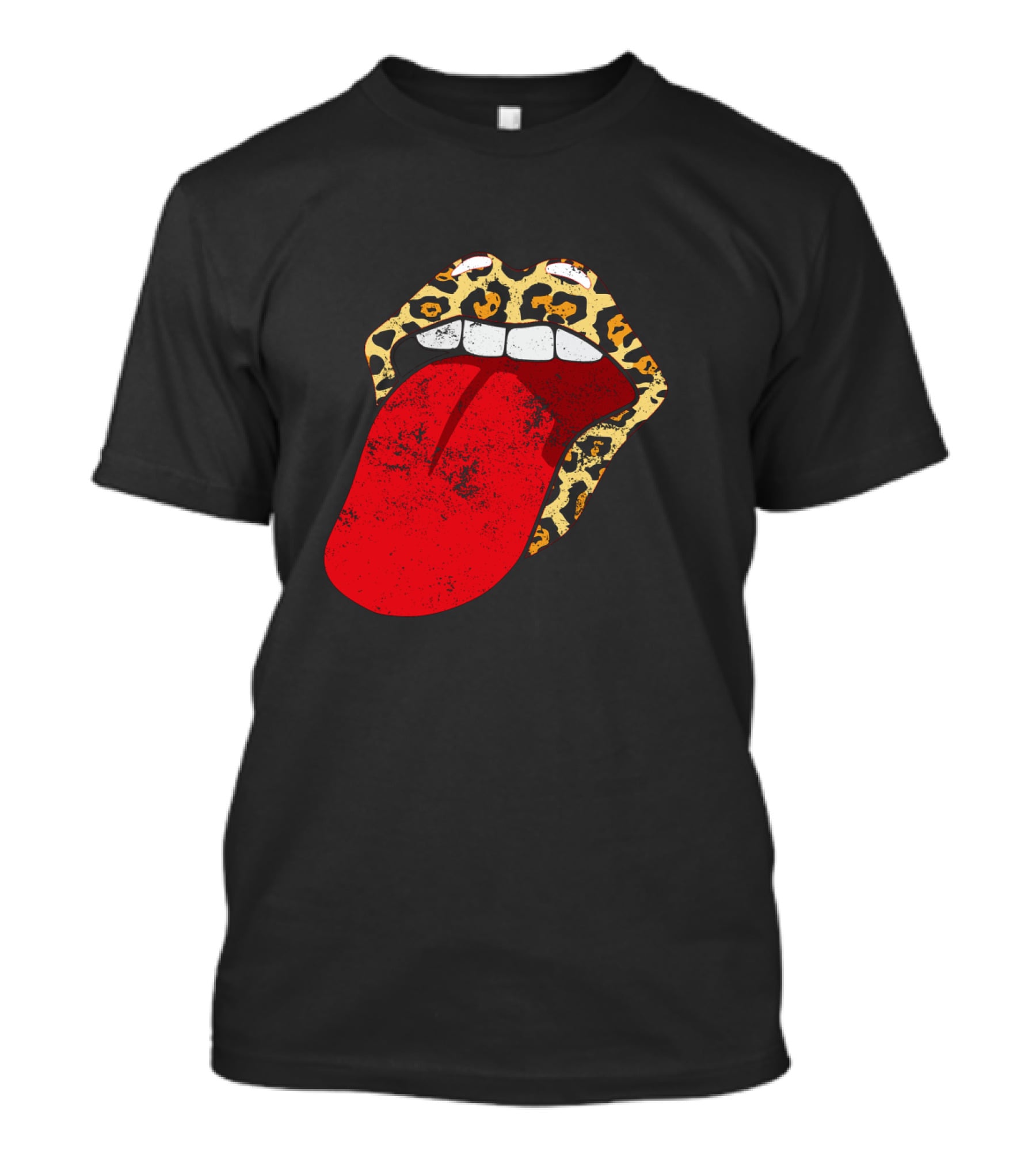 Leopard Lips Red Tongue Cheetah Trendy Rolling Iconic T-Shirt