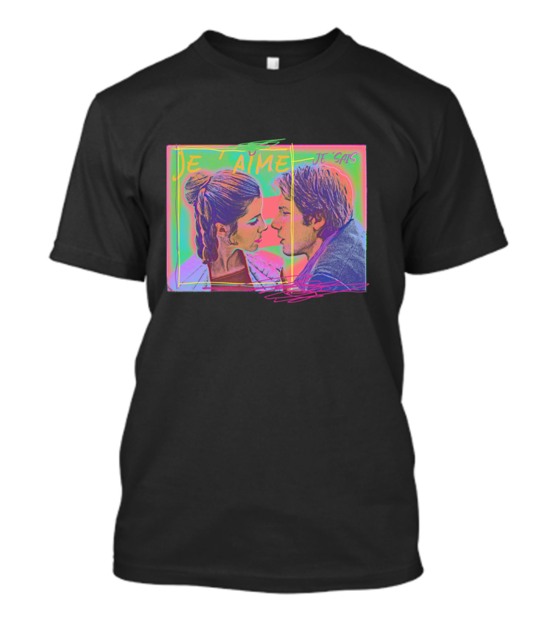 Princess Leia Han Solo Je T'aime Je Sais Neon Pop T-Shirt