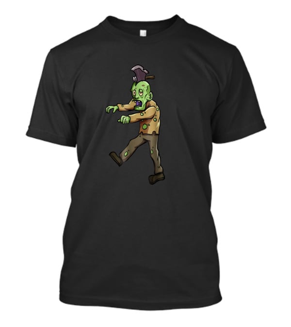 Zombie Dead Man Walking Axe In Head Cartoon T-Shirt