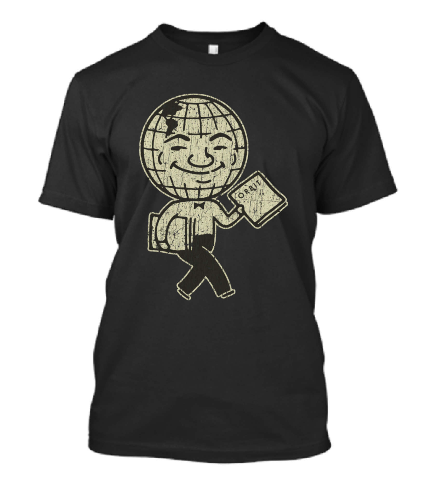 Detroit Orbit Magazine Walking Globe Man Holding Publication T-Shirt
