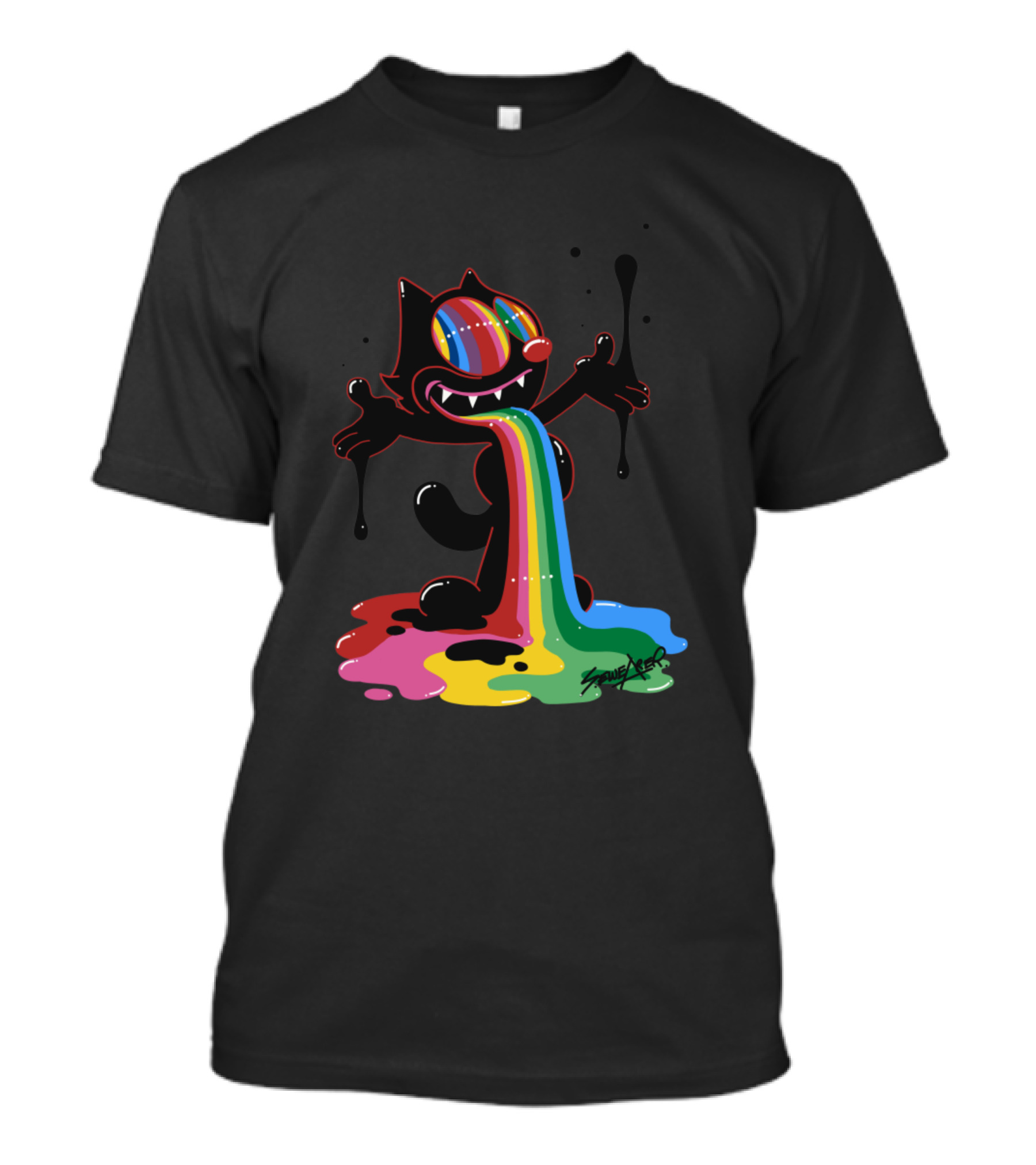 Felix The Cat Rainbow Splatter Art By Zed1 T-Shirt