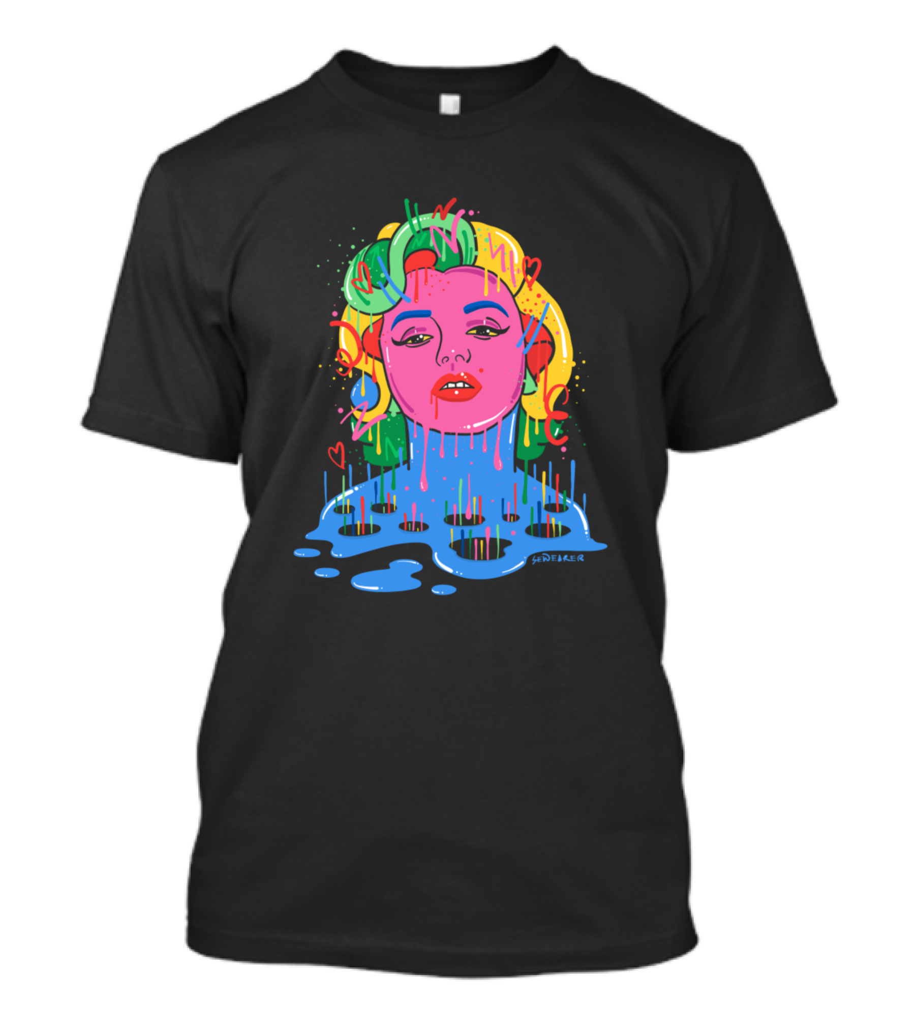 Marylin Monroe Trippy Monroe Vibrant Pop Art By Santlov T-Shirt
