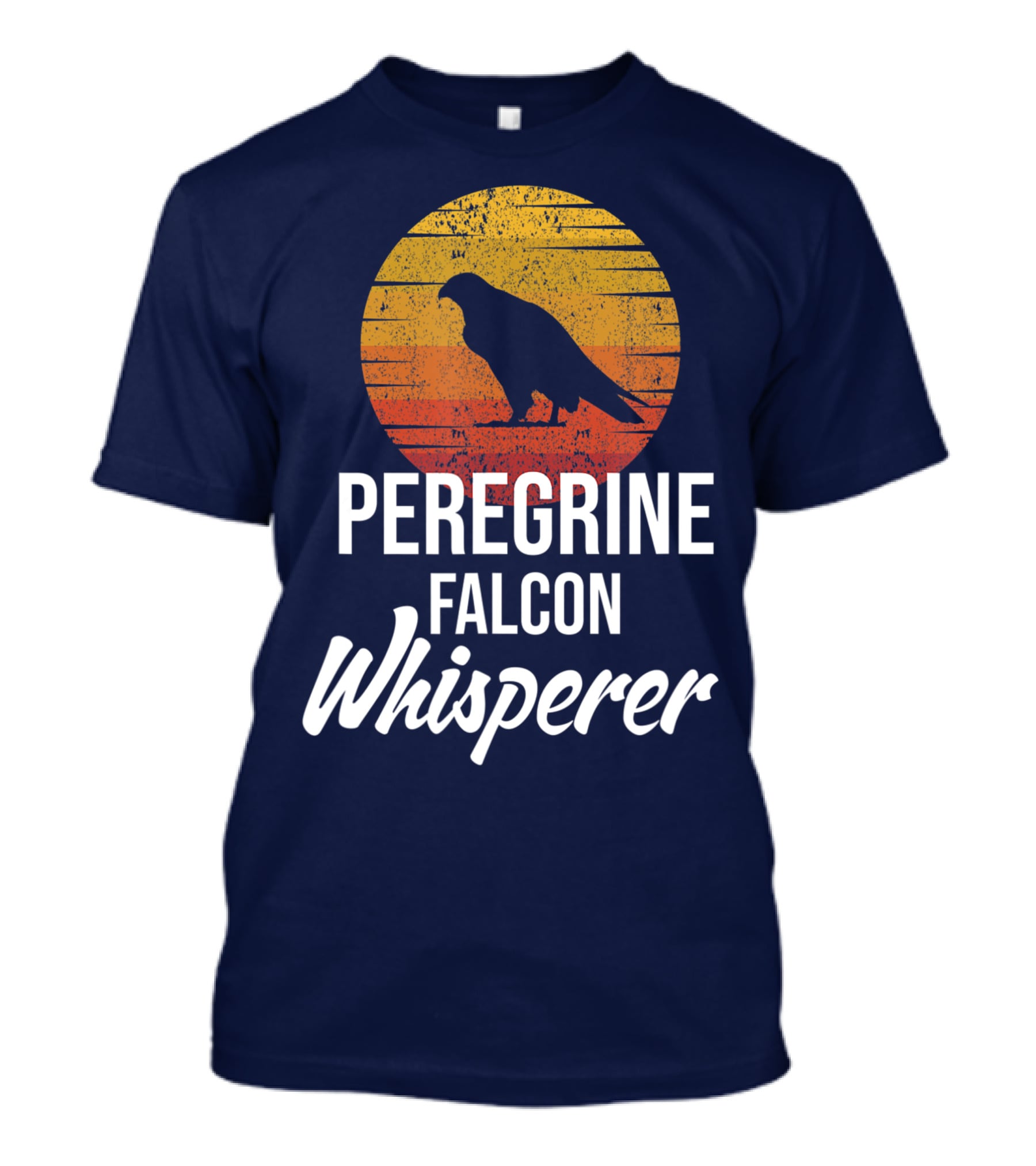 Peregrine Falcon Whisperer Bird Nature Silhouette Retro Sun T-Shirt