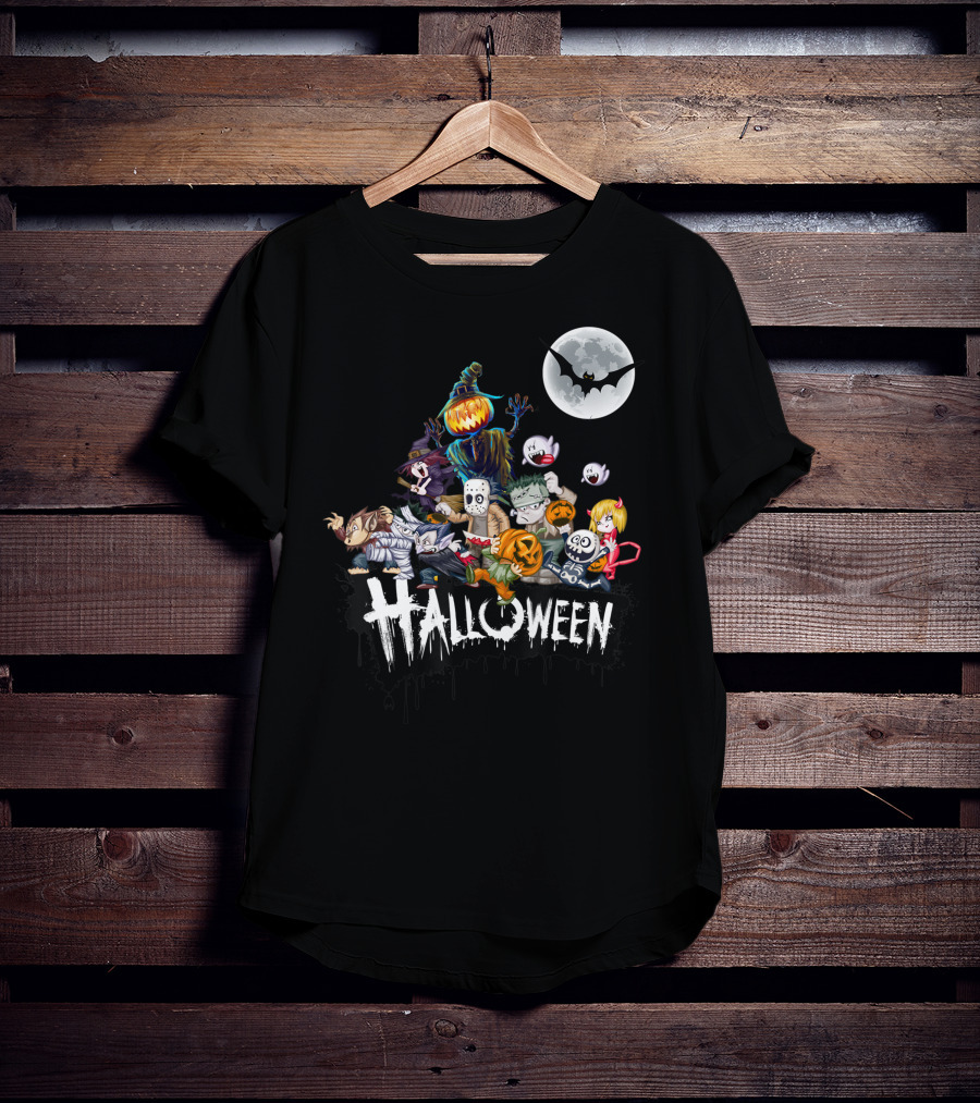 Character Halloween Pumpkin Scarecrow Moon Ghosts Bat Halloween T-Shirt