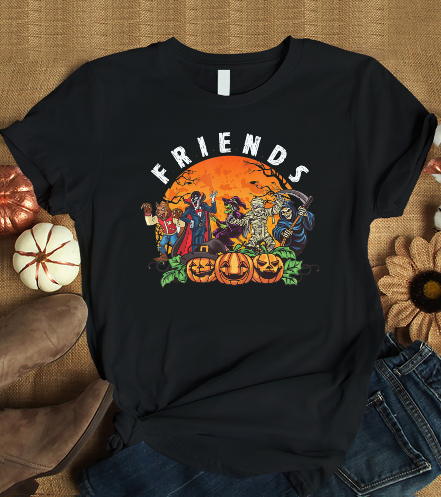 Friends Cartoon Horror Movie Monsters Halloween Icons T-Shirt