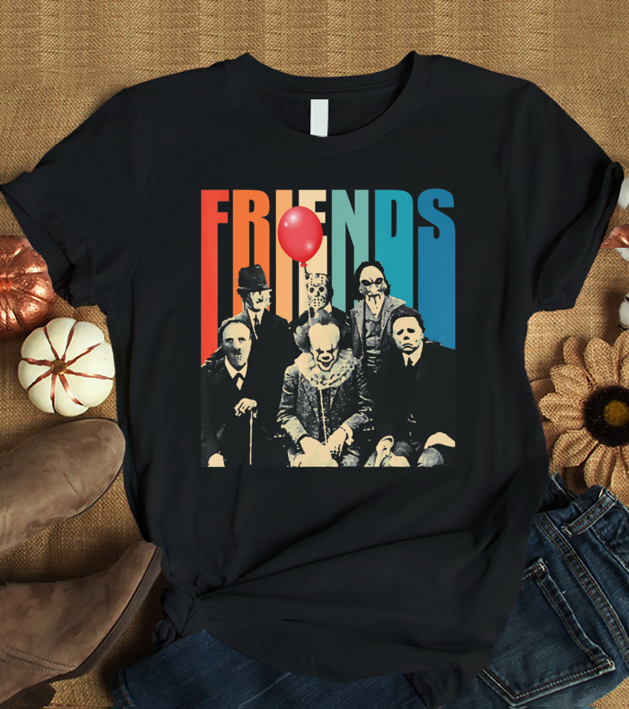 Friends Evil Scary Haunted Halloween Mask Horror Characters Balloon T-Shirt