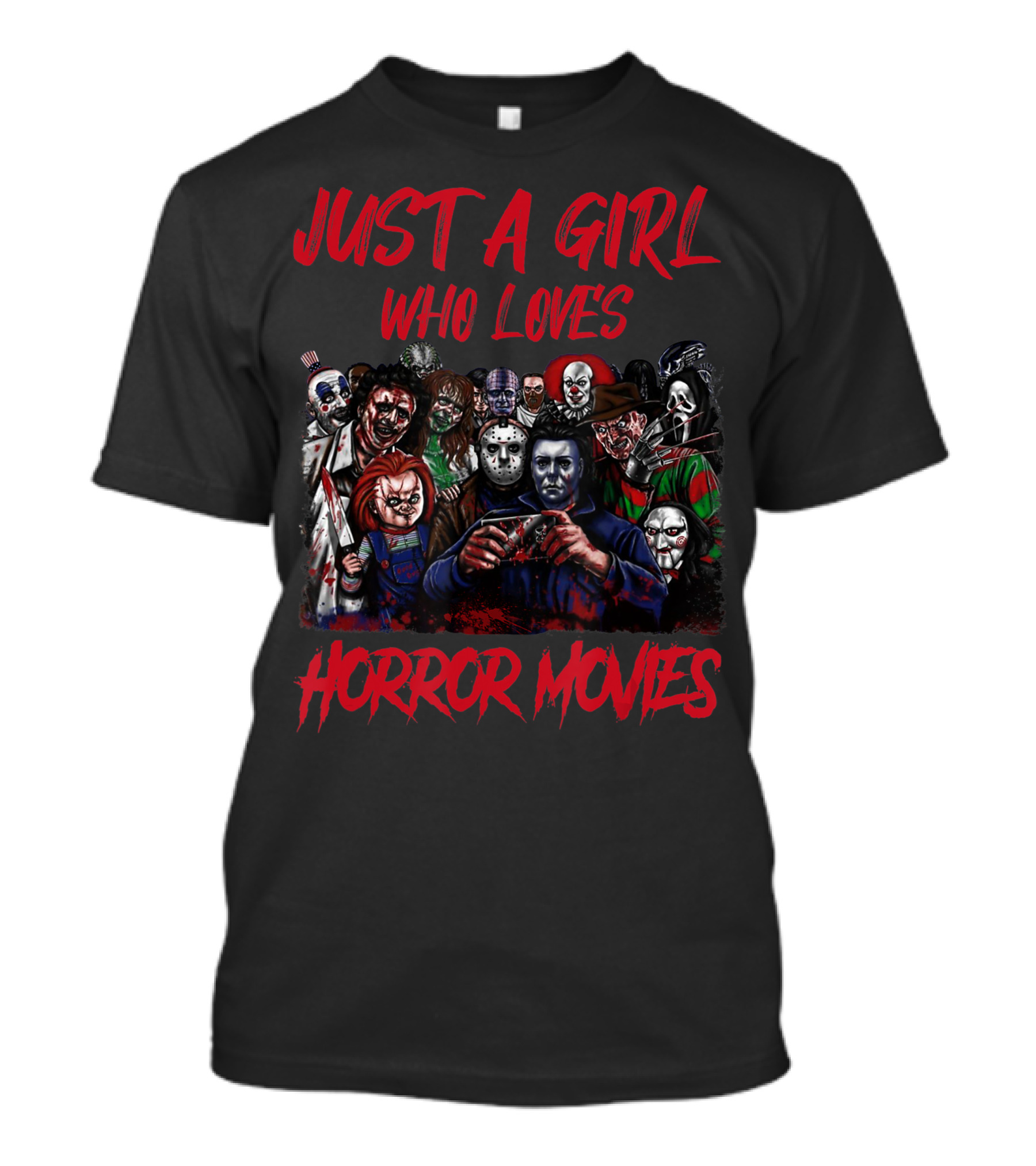 Just A Girl Who Loves Horror Movies Icons Collage T-Shirt