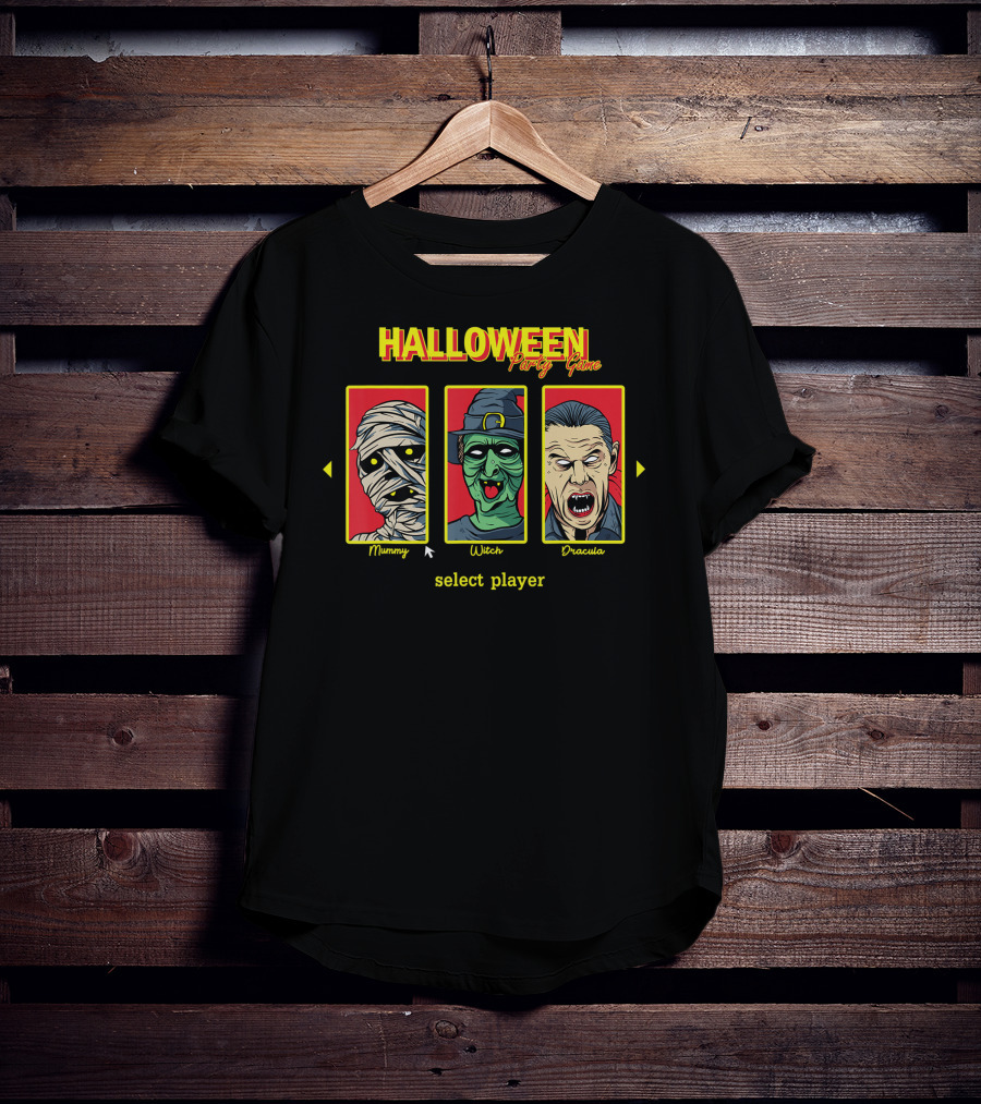 Halloween Party Game Mummy Witch Dracula Select Player T-Shirt