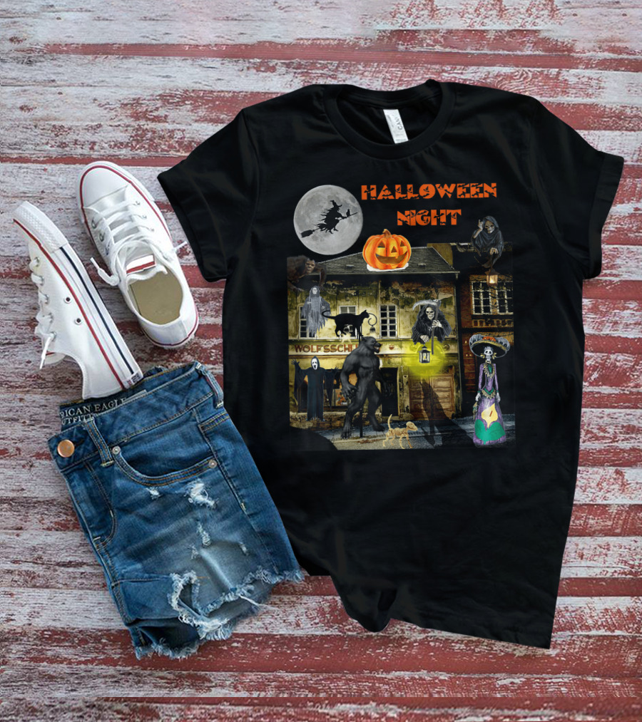 Halloween Night Haunted Classic Monsters House T-Shirt