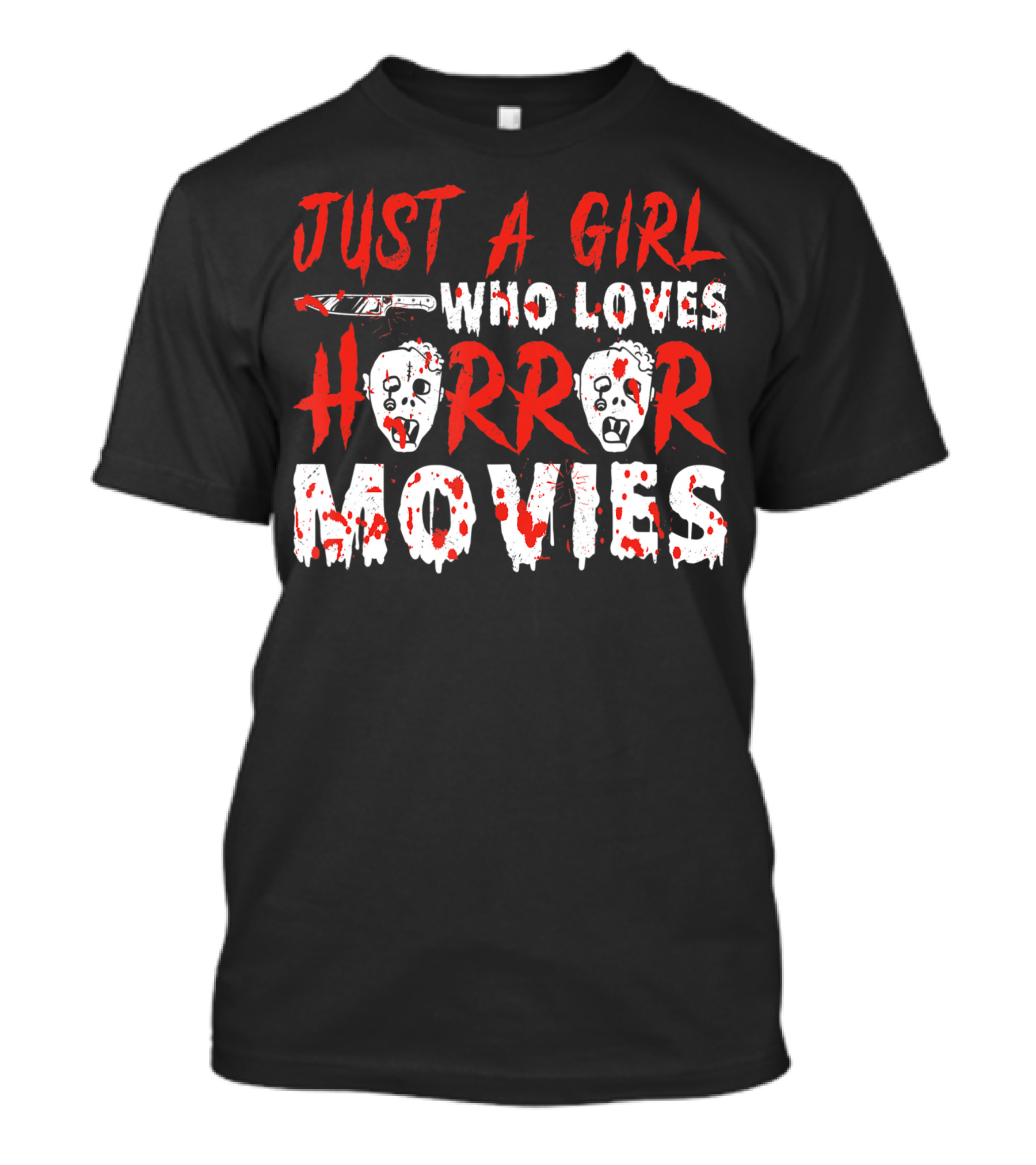 Just A Girl Who Loves Horror Movies Knife Mask Halloween T-Shirt