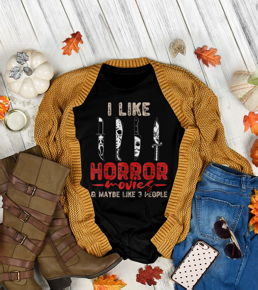 I Like Horror Movies Knives Machete Friday Halloween T-Shirt