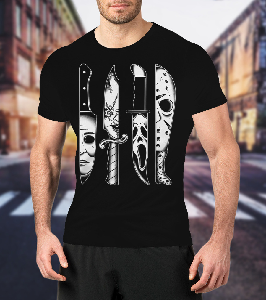 Horror Movie Knives Machete Friday Scary Icons T-Shirt