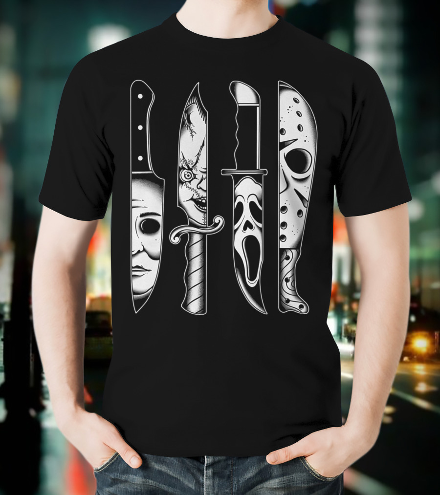 Horror Movie Knives Machete Friday Scary Icons T-Shirt