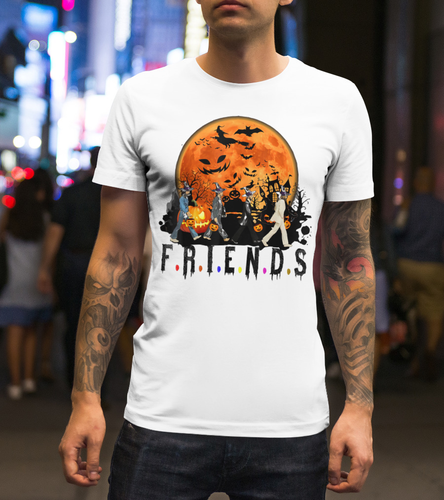 Halloween Friends Full Moon Walk With Characters Trick Or Treat T-Shirt