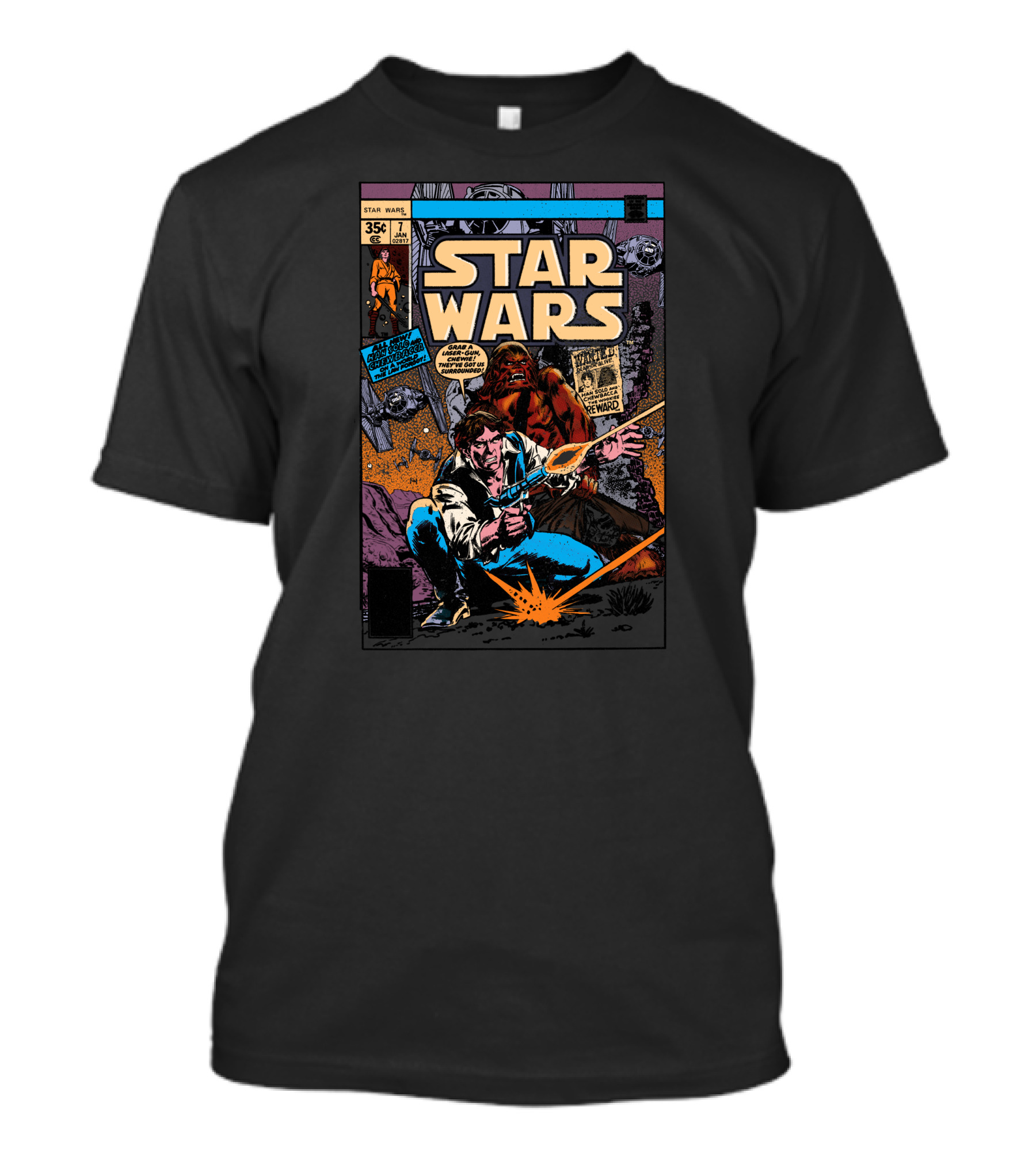 Star Wars Han Solo And Chewbacca Vintage Comic Cover 35¢ Edition January Marvel T-Shirt