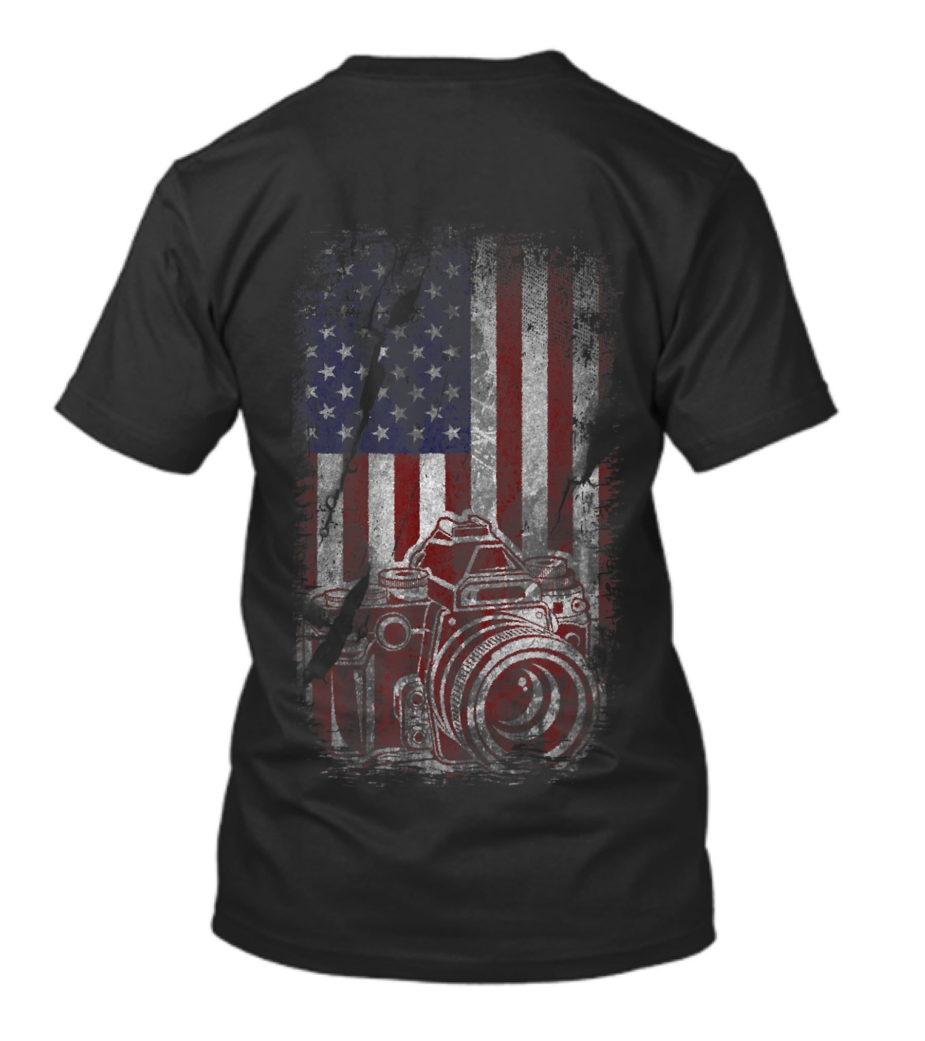 American Patriotic Photography Distressed Grunge USA Flag Camera T-Shirt