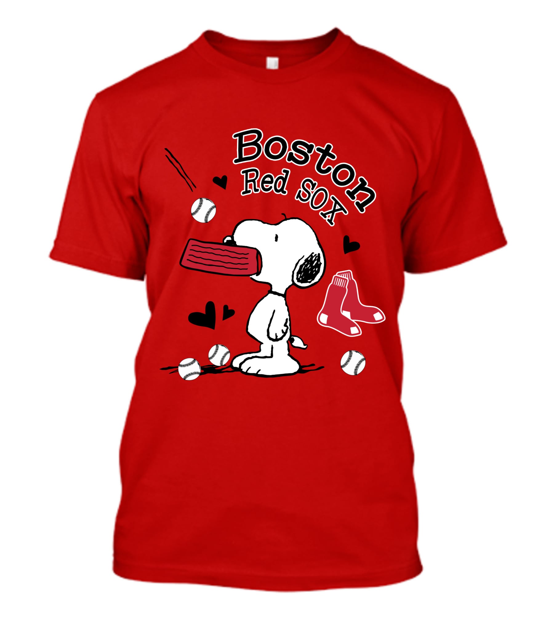 Boston Red Sox Snoopy Baseball Hearts T-Shirt