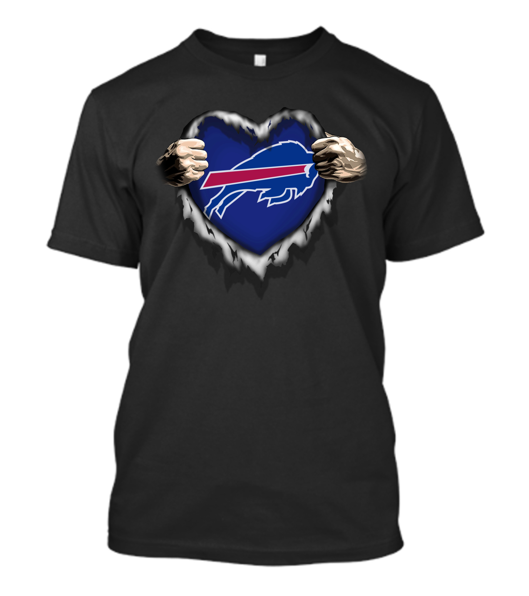 Buffalo Bills Ripped Heart With Logo In Hands T-Shirt