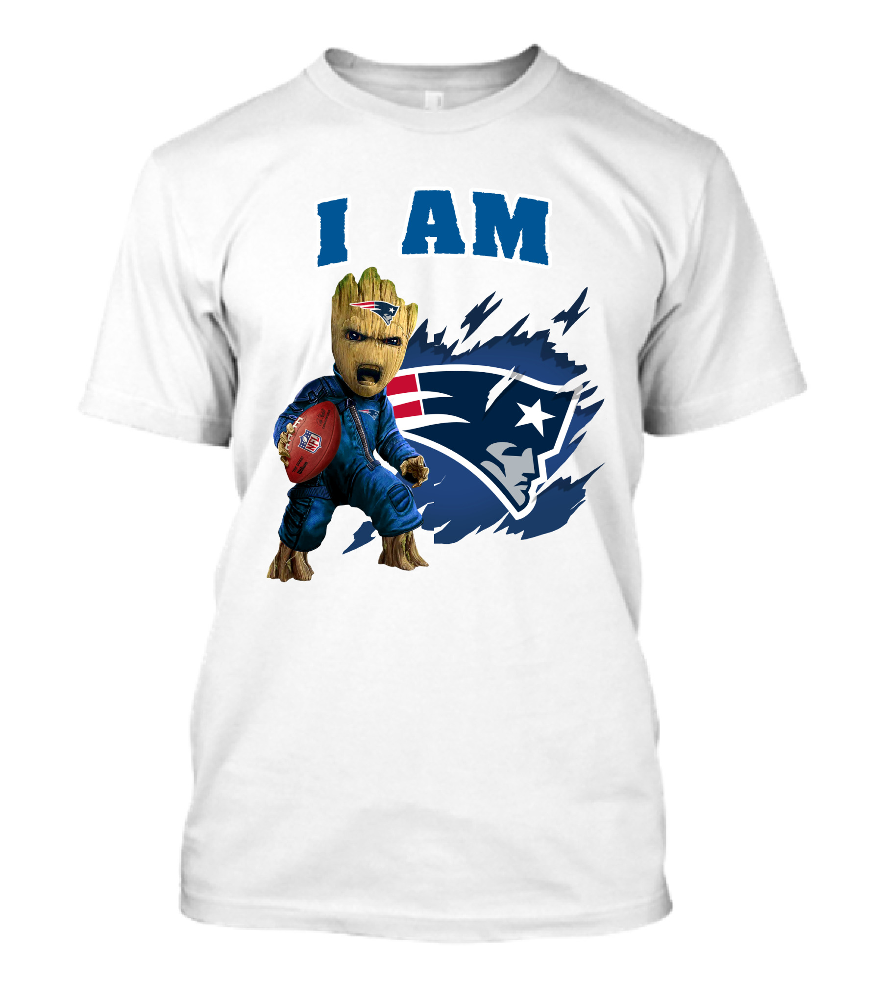 I Am Groot New England Patriots Football Character With Team T-Shirt