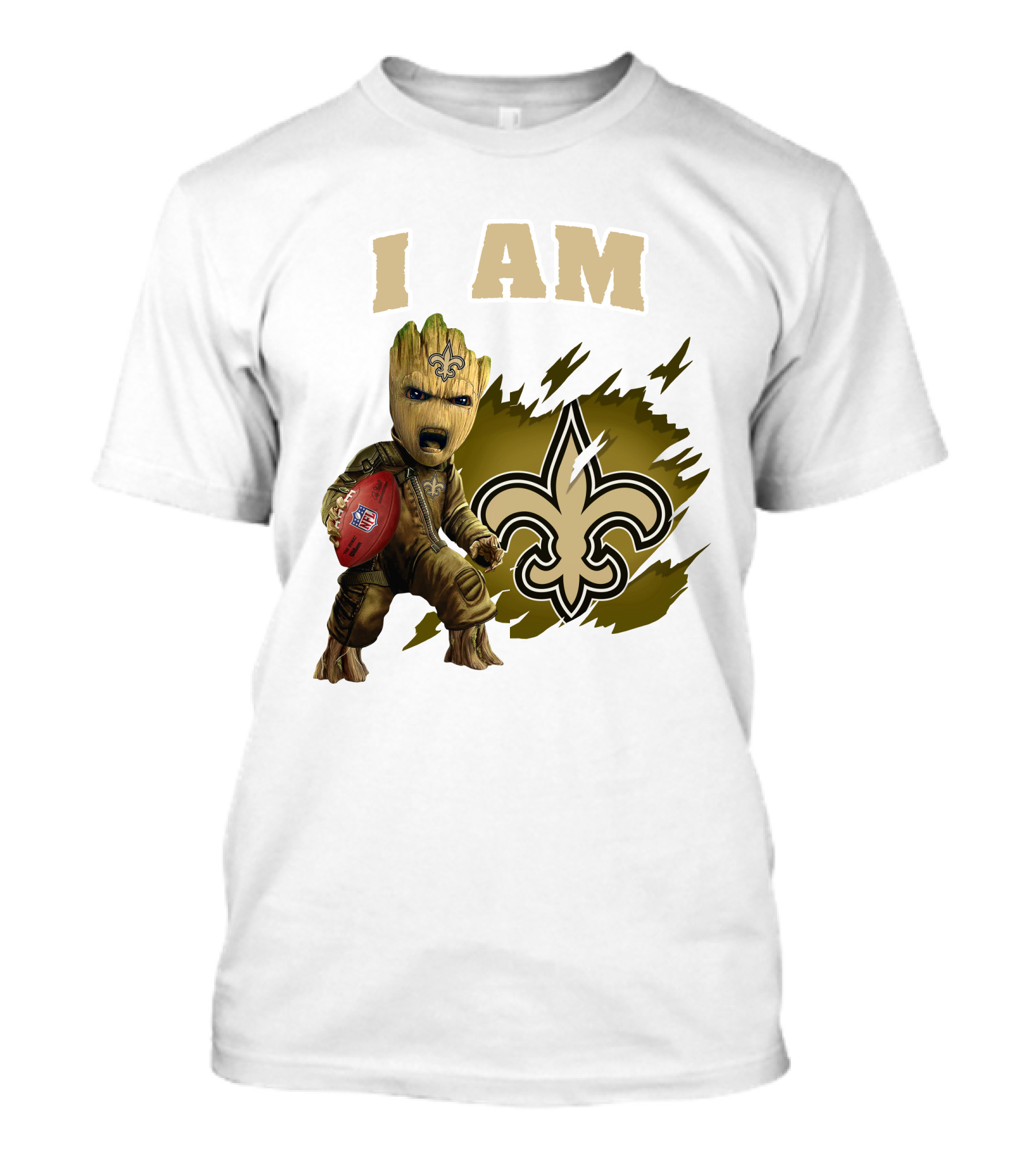 I Am Groot New Orleans Saints Football Fleur-de-lis T-Shirt