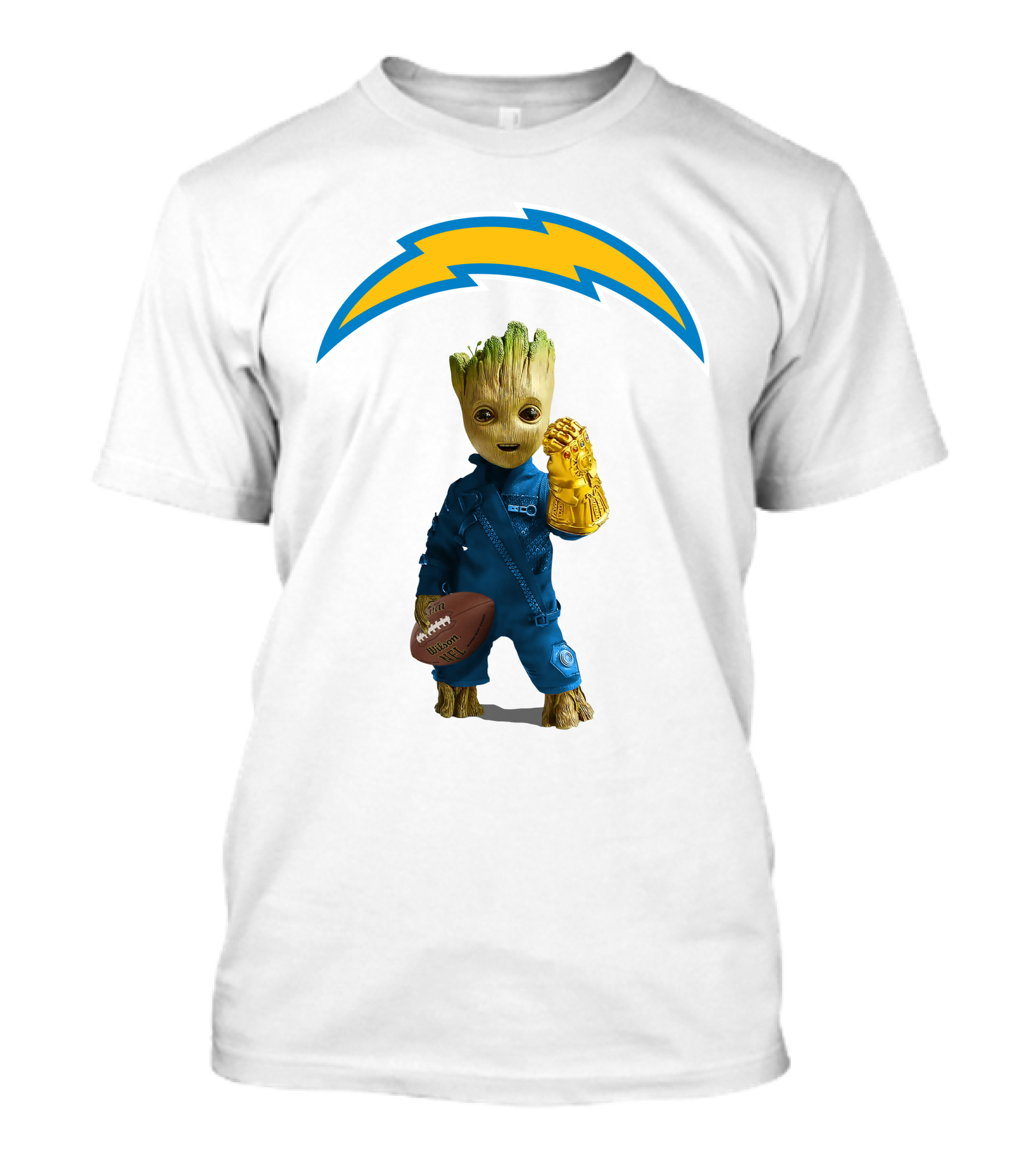 Los Angeles Chargers Groot Infinity Gauntlet Football T-Shirt