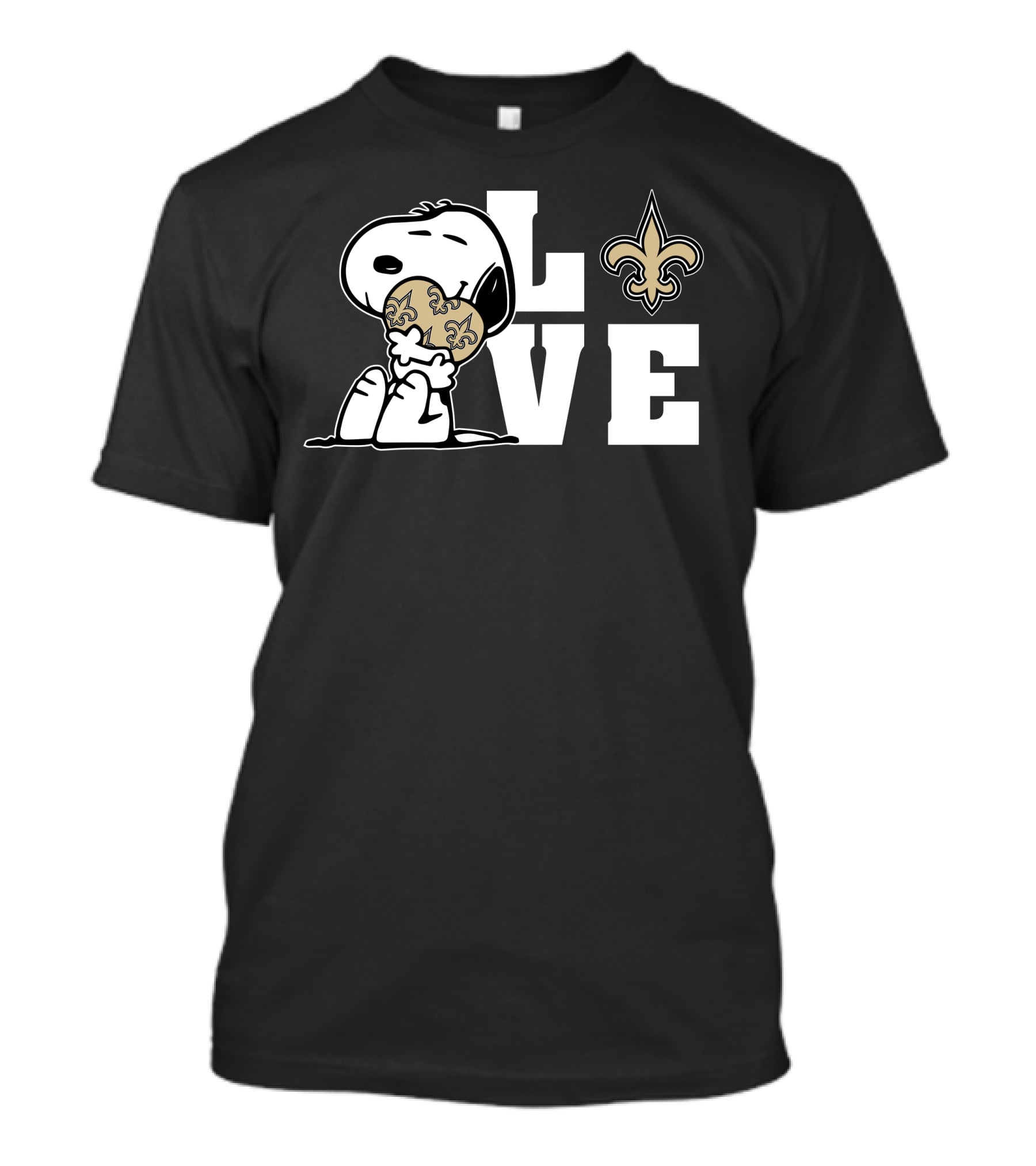 Snoopy Love New Orleans Saints Fleur-de-Lis Hug T-Shirt
