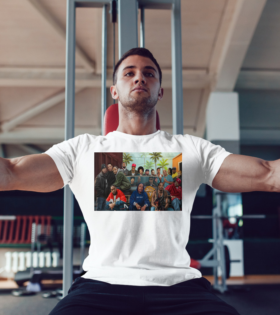 WCHH Hip Hop Legends Collage Icons In Urban Street Scene T-Shirt