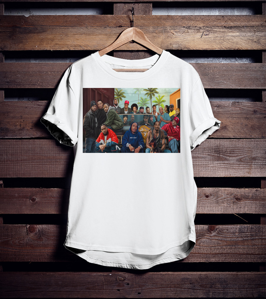 WCHH Hip Hop Legends Collage Icons In Urban Street Scene T-Shirt