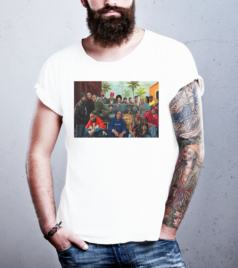 WCHH Hip Hop Legends Collage Icons In Urban Street Scene T-Shirt