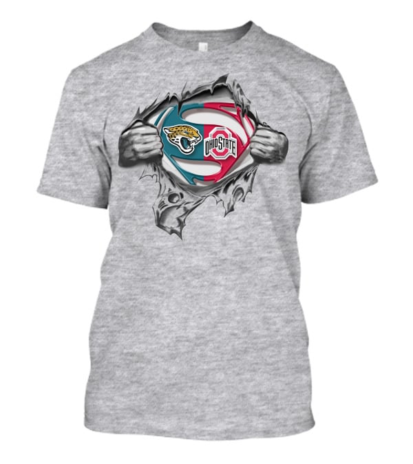 Jacksonville Jaguars Ohio State Buckeyes Superman Emblem Mashup T-Shirt