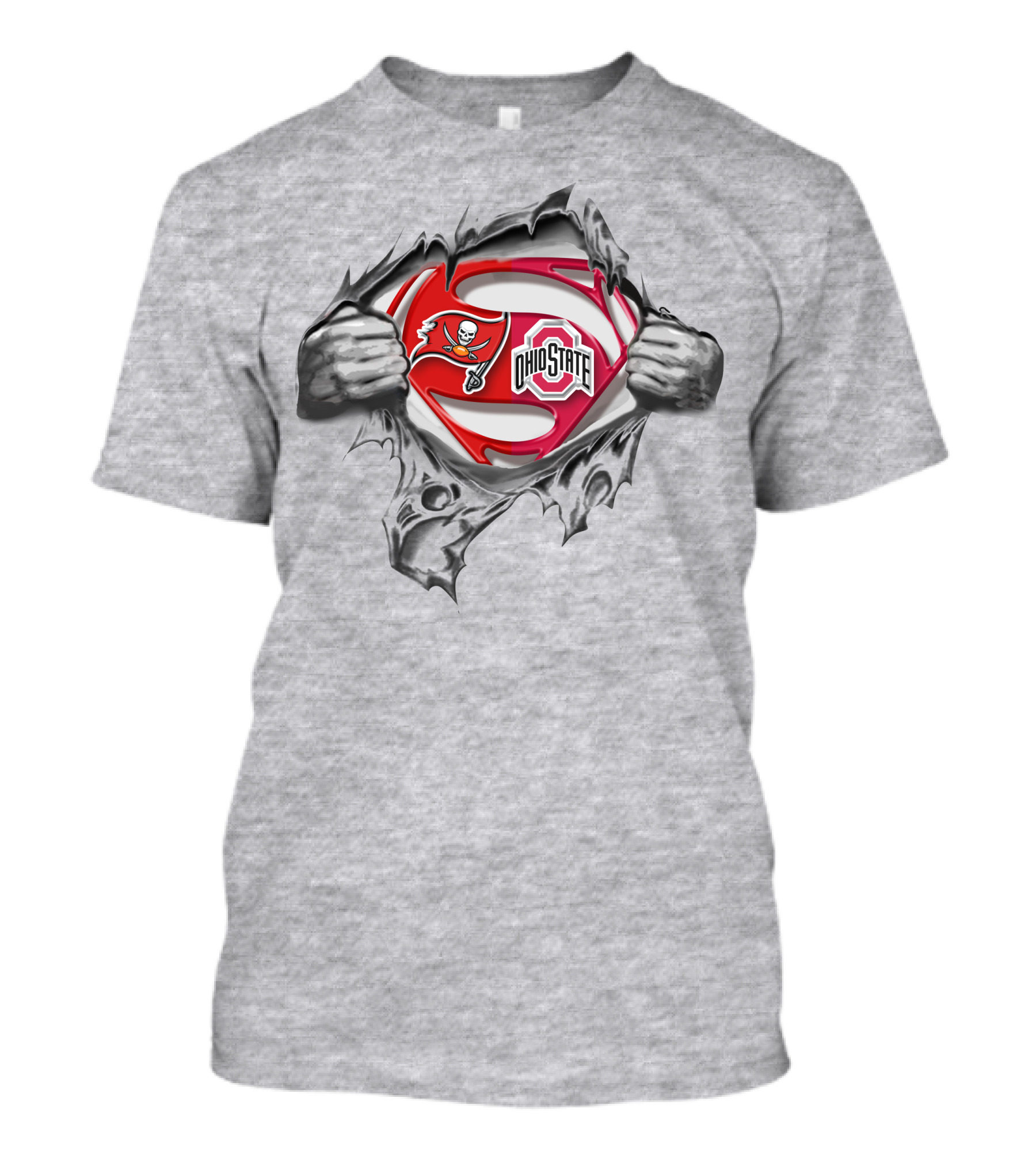 Tampa Bay Buccaneers Ohio State Buckeyes Superman Logo Crossover T-Shirt