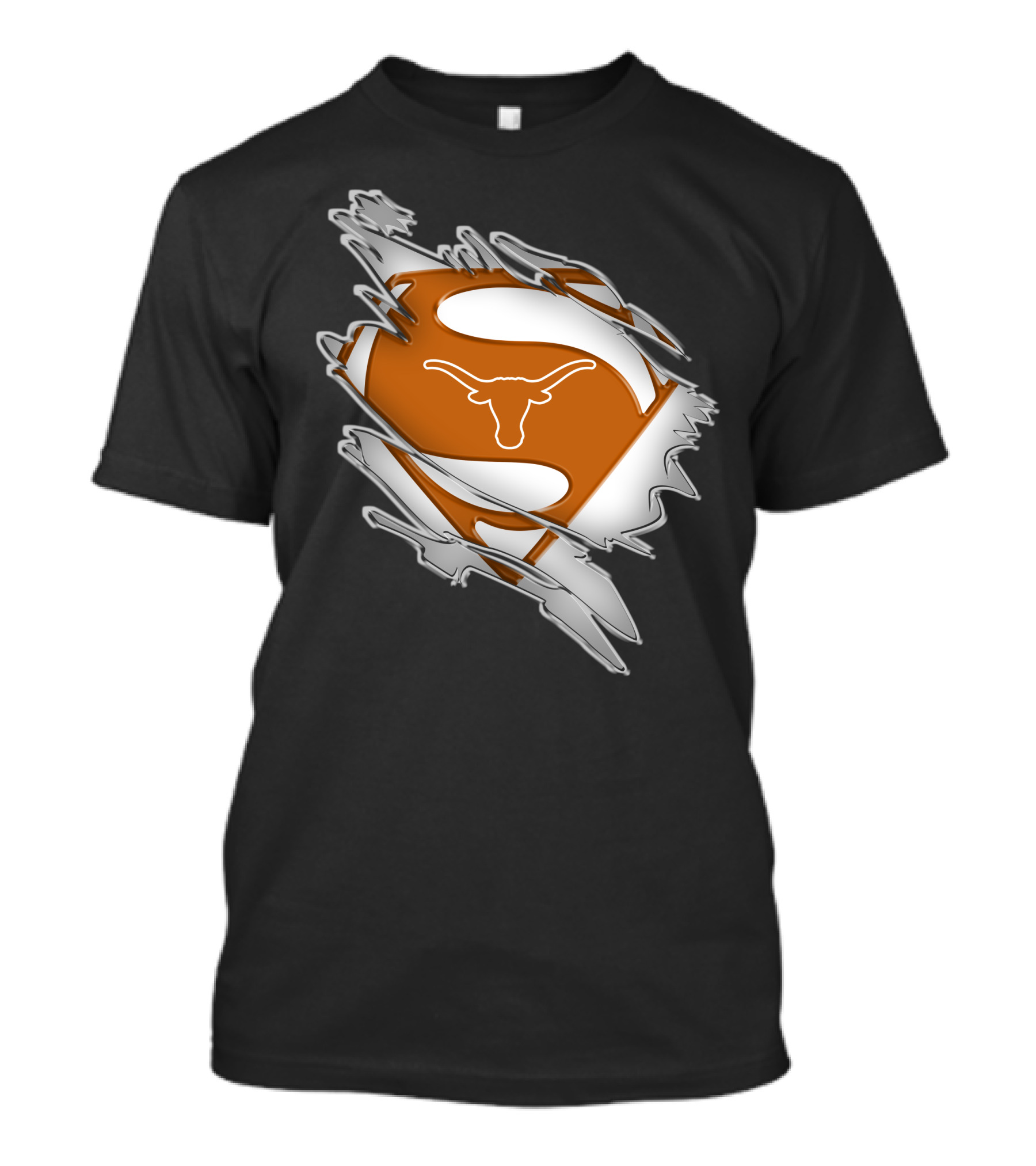 Texas Longhorns Superman Logo Rip T-Shirt