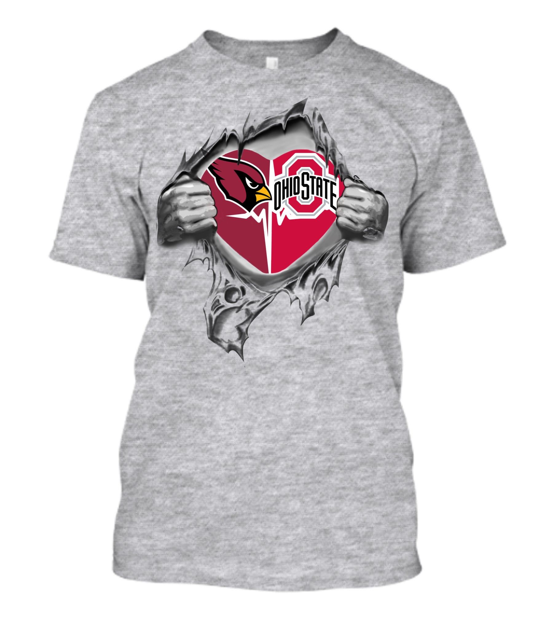Arizona Cardinals Ohio State Buckeyes Heart Logo Peeling T-Shirt