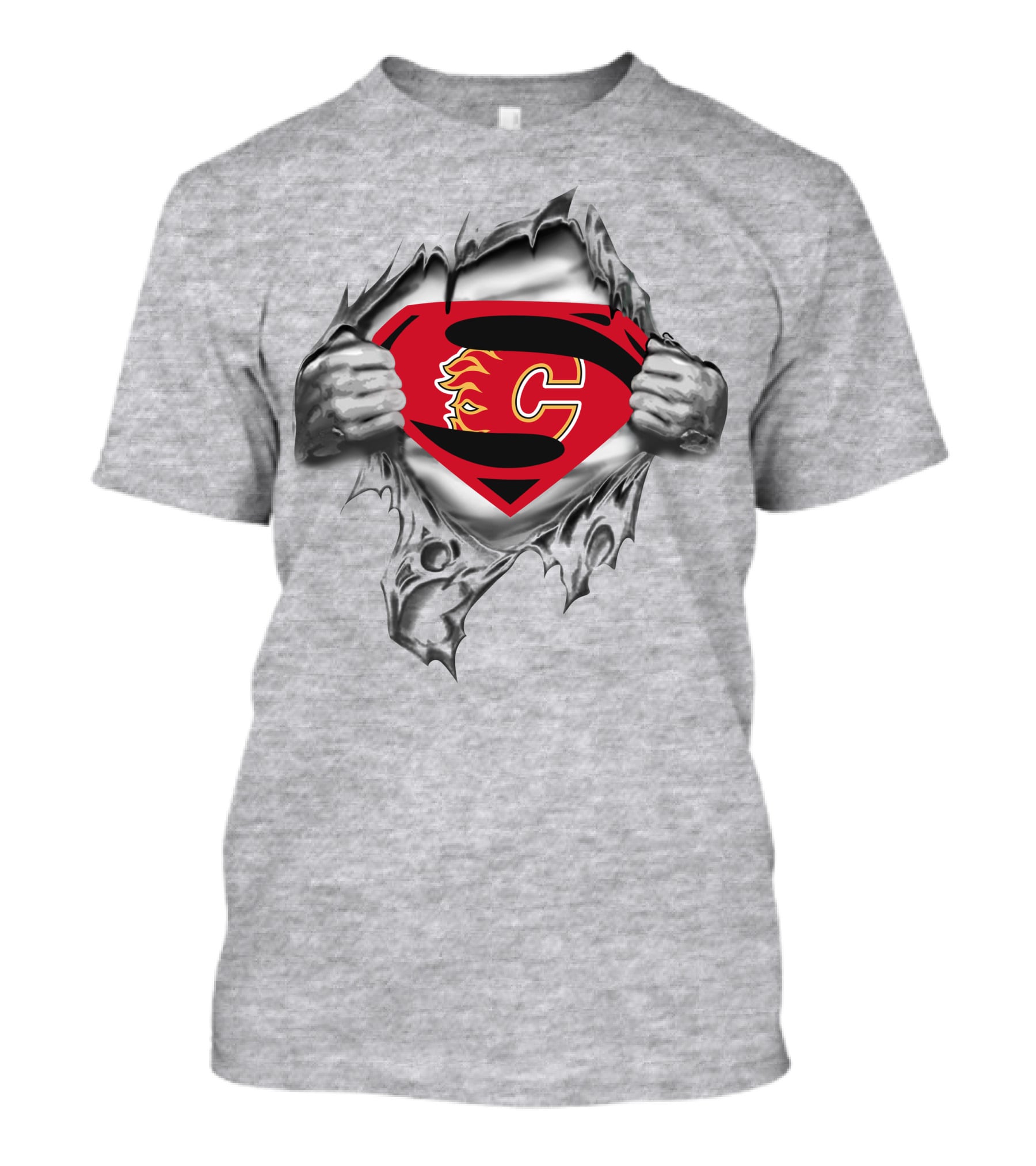 Calgary Flames Superman Logo Emblem Mashup T-Shirt