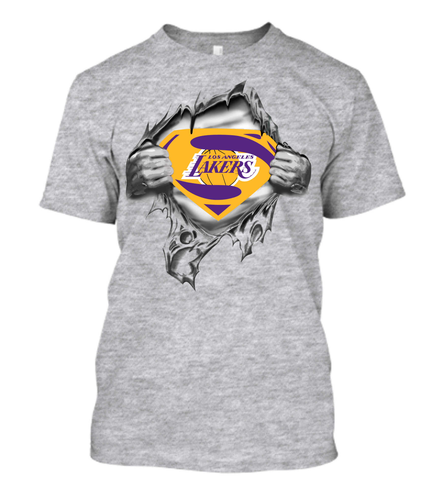 Los Angeles Lakers Superman Logo Tear T-Shirt