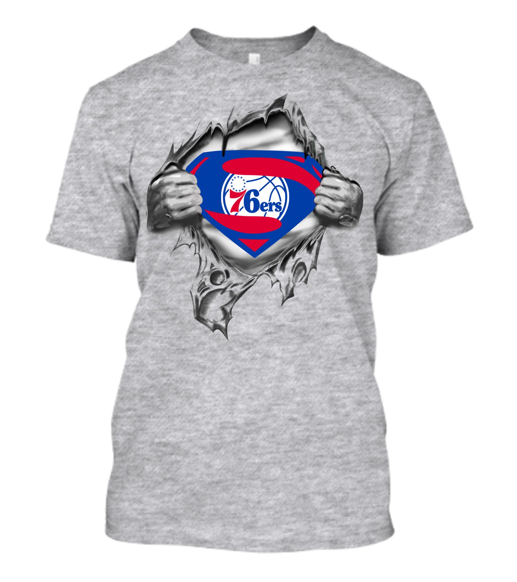 Philadelphia 76ers Superman Logo Rip Basketball T-Shirt