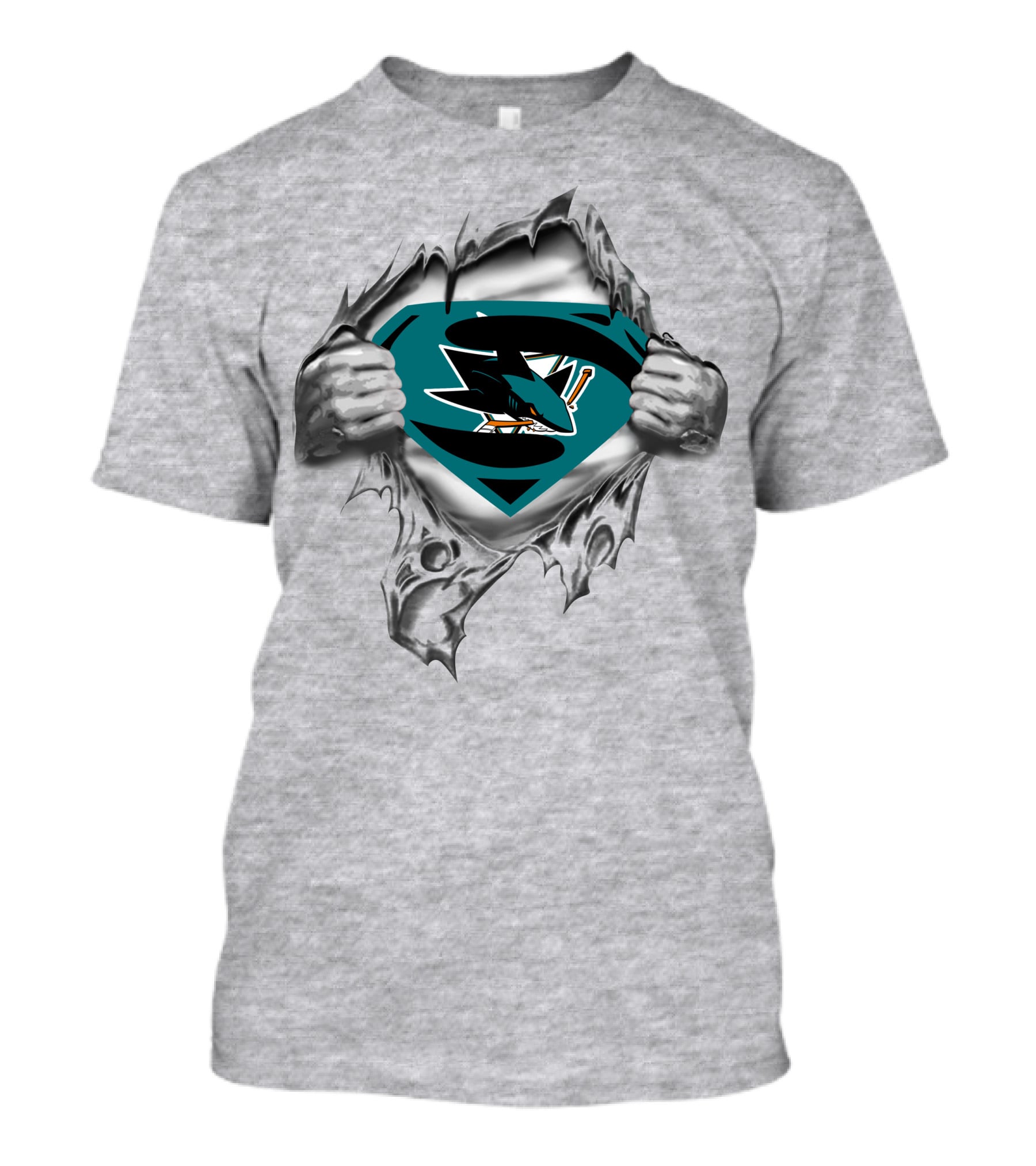 San Jose Sharks Superman Logo Rip T-Shirt
