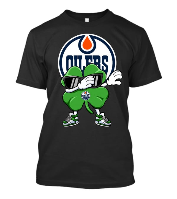 Edmonton Oilers Shamrock Character With Sunglasses And Sneakers T-Shirt