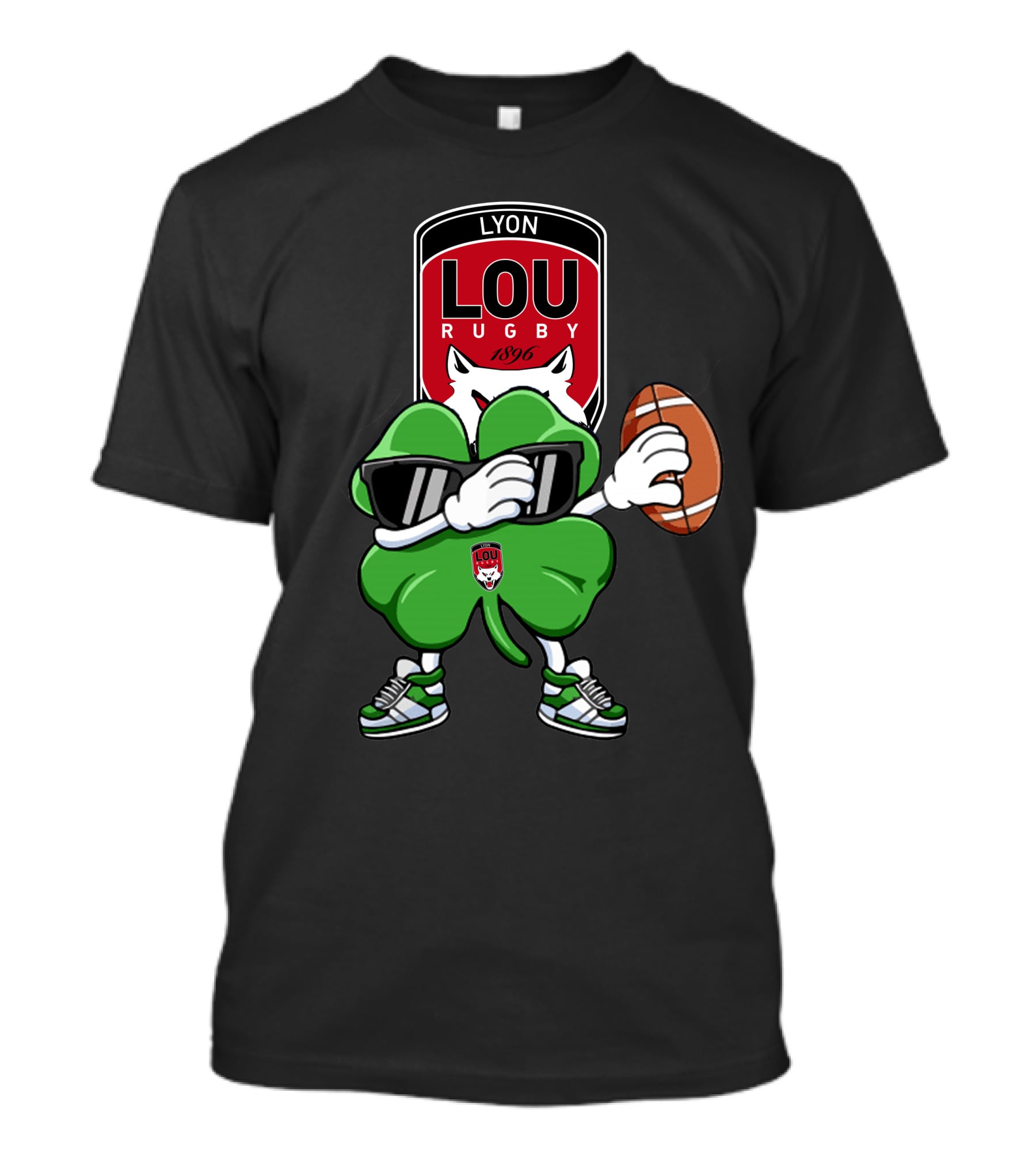 LOU Rugby Lyon 1896 Shamrock Mascot With Rugby Ball T-Shirt