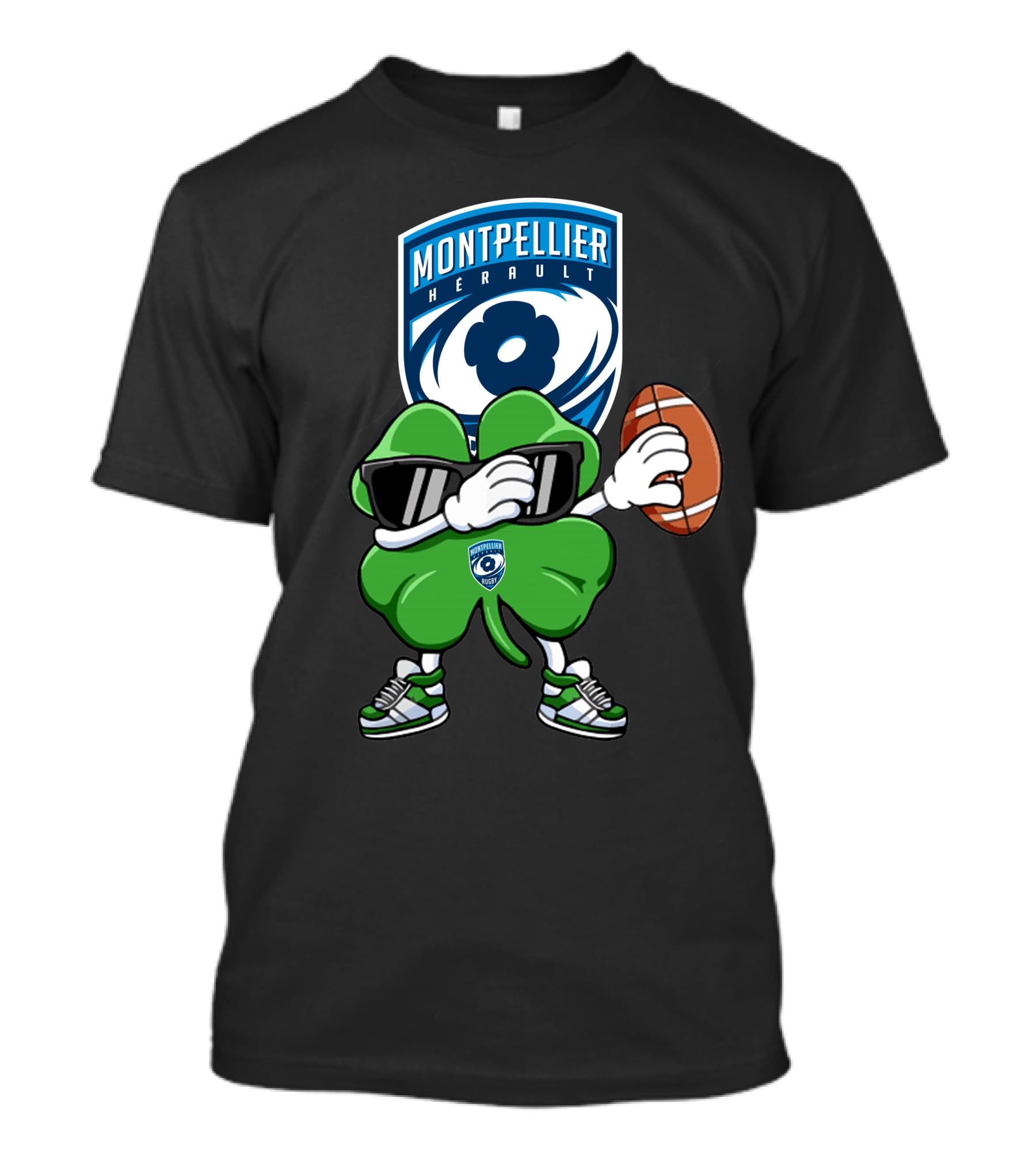 Montpellier Hérault Rugby Cool Clover Football Character T-Shirt