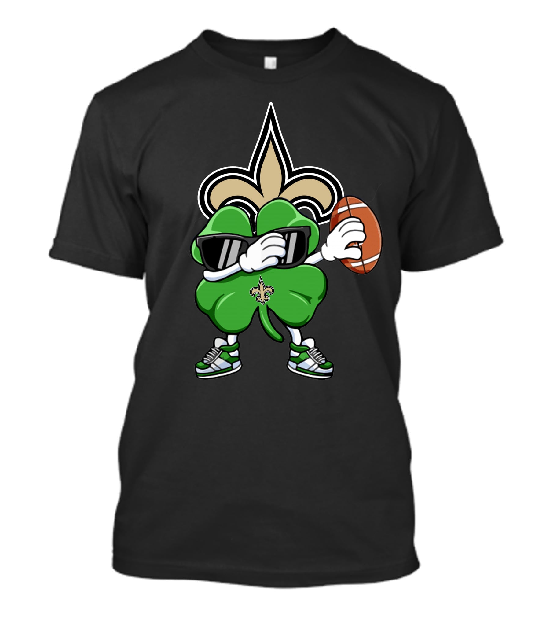 New Orleans Saints Shamrock Football Dab Fleur-de-lis T-Shirt