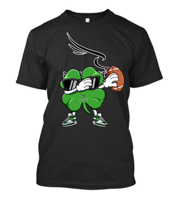 Newcastle Falcons Four Leaf Clover Character Holding Football T-Shirt