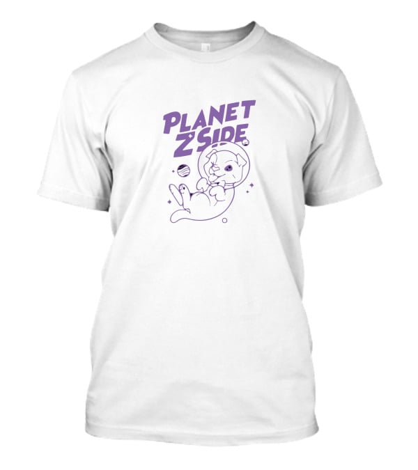 Planet Z Side Purple Astronaut Cat T-Shirt
