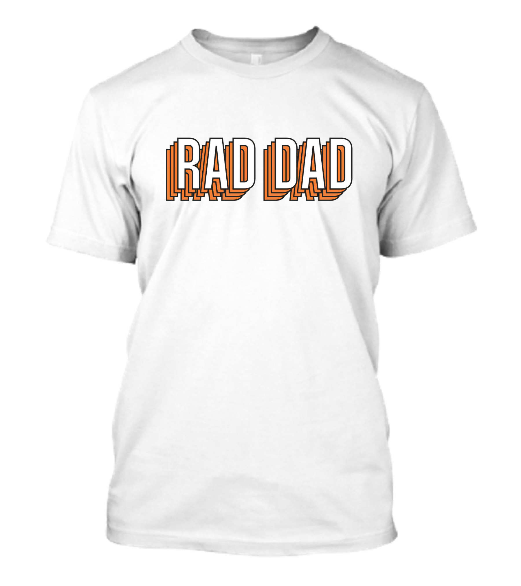 RAD DAD Layered 3D Text With Orange Outline T-Shirt