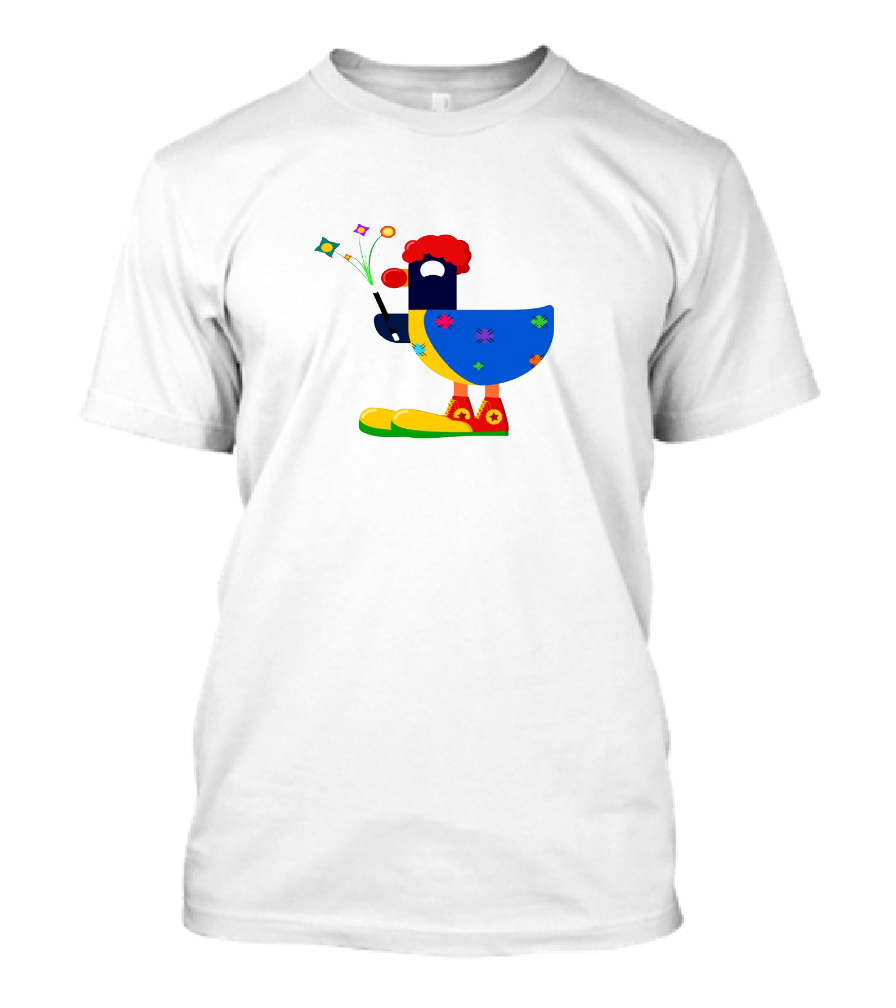 Kurzgesagt Space Clown Bird With Star Wand And Colorful T-Shirt