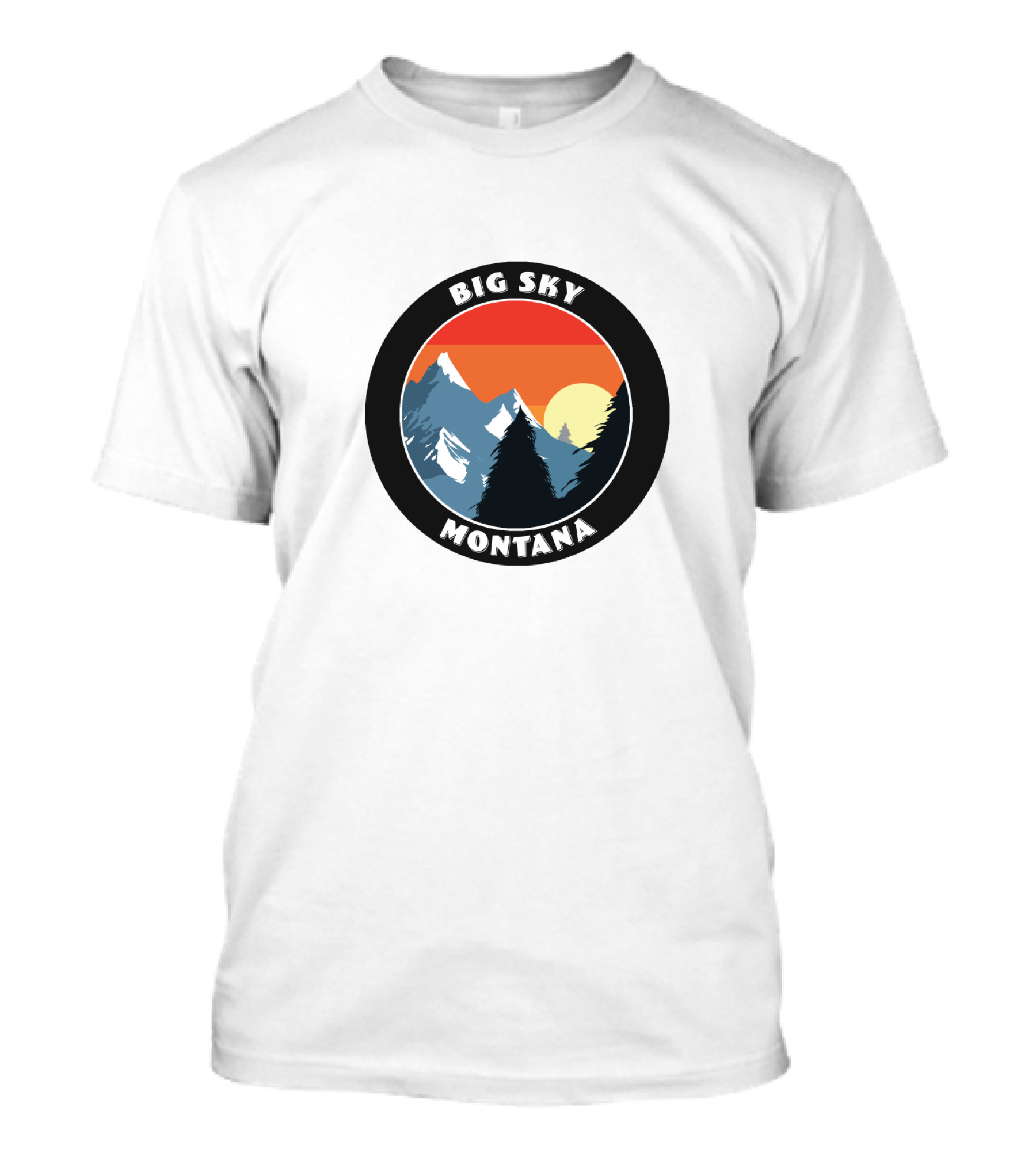Big Sky Montana Sunset Mountains Circle T-Shirt