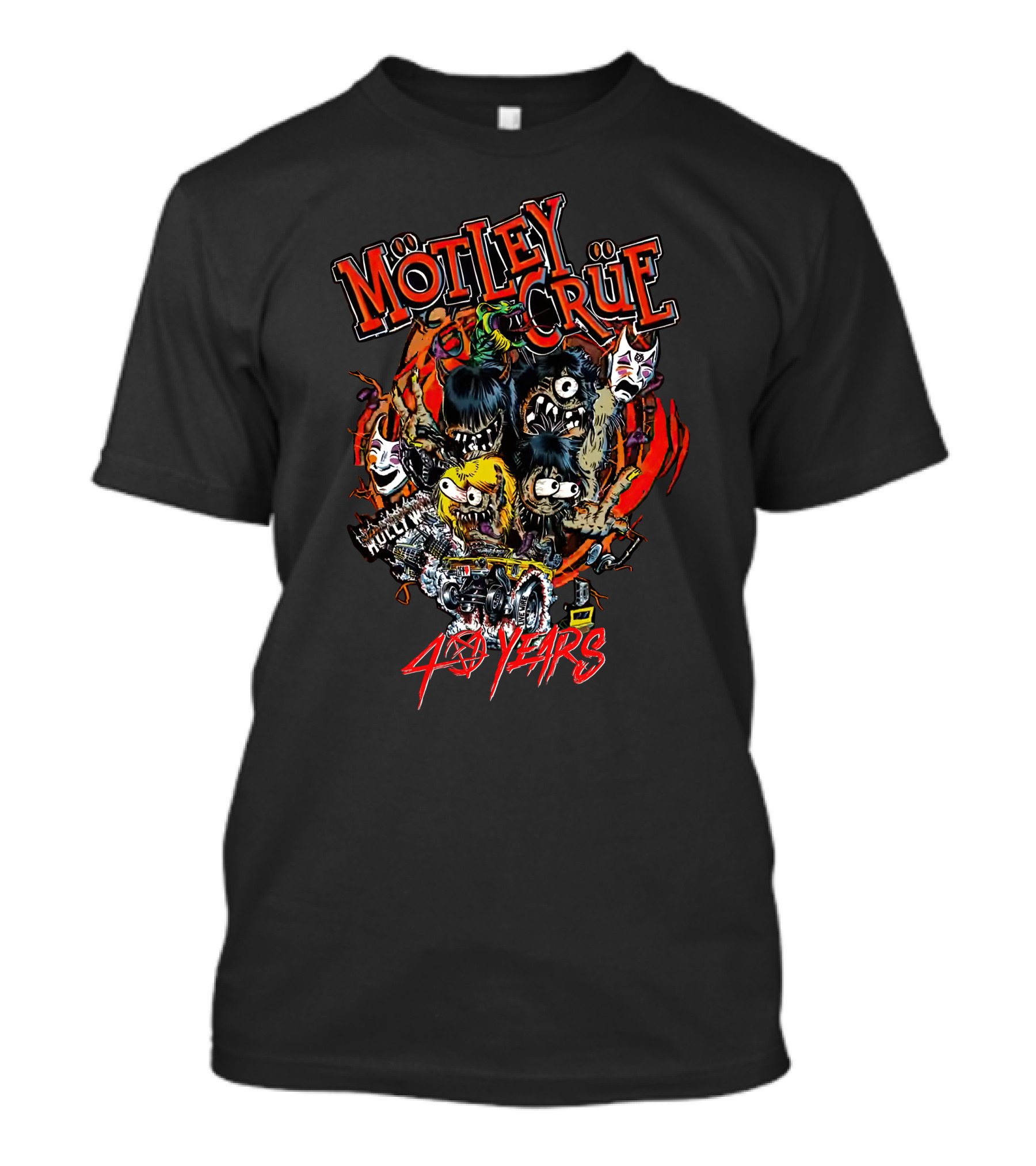 Mötley Crüe 40 Years Motley Monsters Halloween Creepy Band Characters T-Shirt