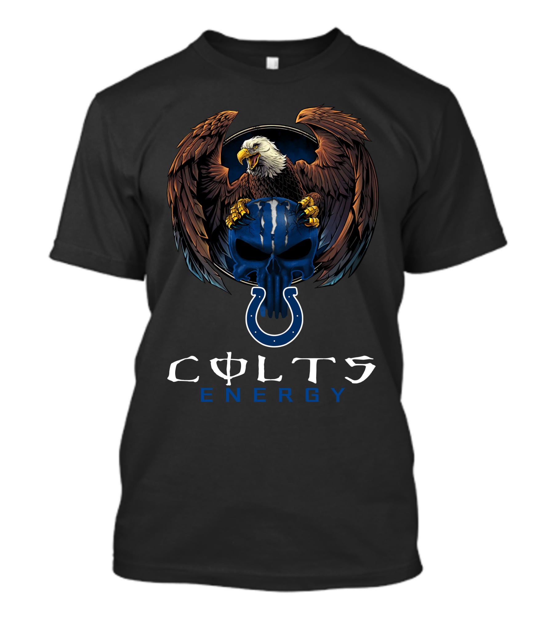 Colts Energy Bald Eagle And Skull With Horseshoe T-Shirt