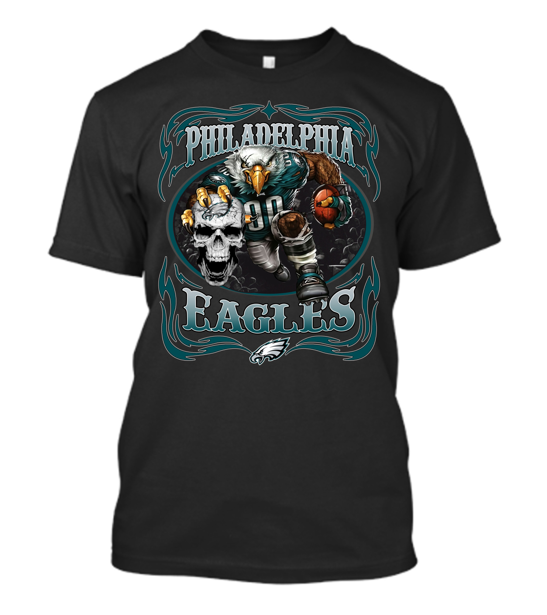 Philadelphia Eagles Fierce Mascot With Skull And Football T-Shirt